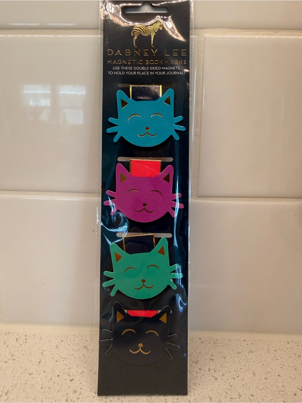 Badney Lee Cat Magnet Bookmarks - Teal, Pink, Green, Black